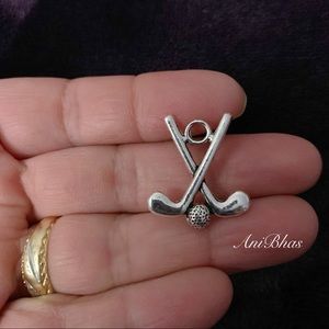 1 Golf Club Charms Pendant Antique Silver Tone